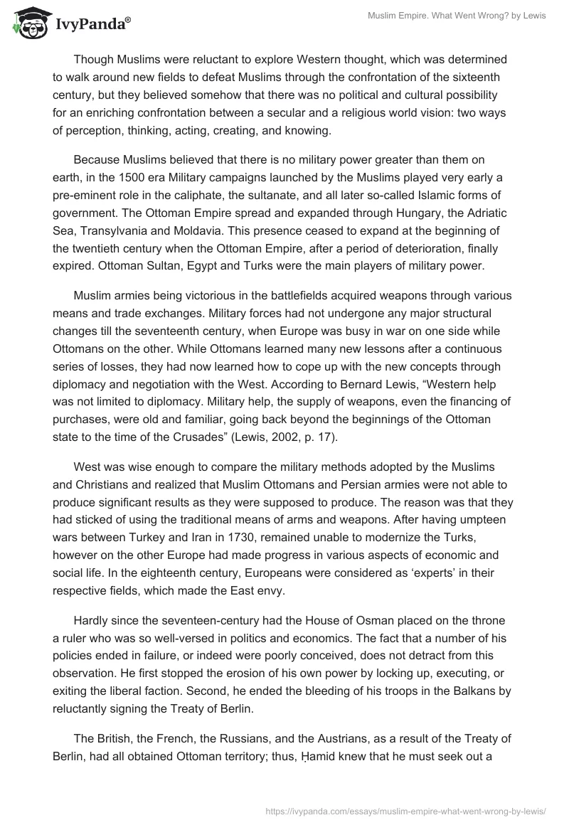 Muslim Empire. "What Went Wrong?" by Lewis. Page 2