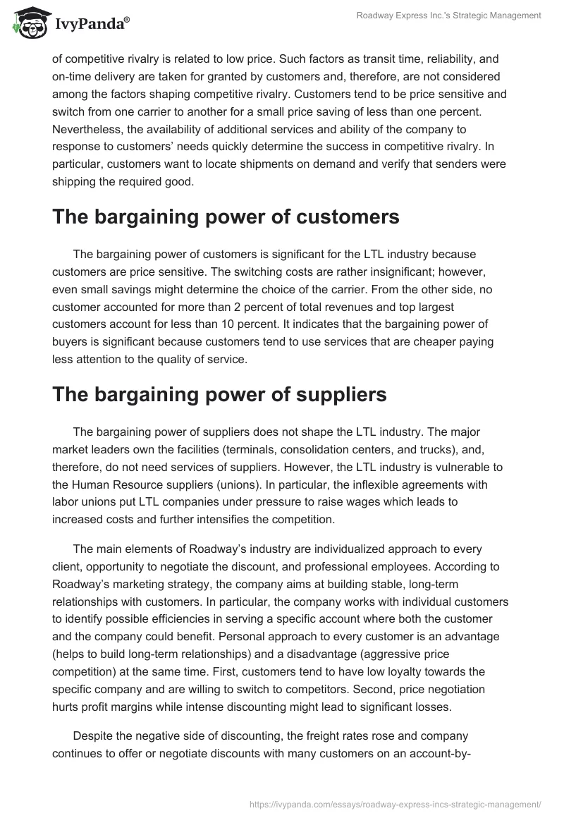 Roadway Express Inc.'s Strategic Management. Page 2