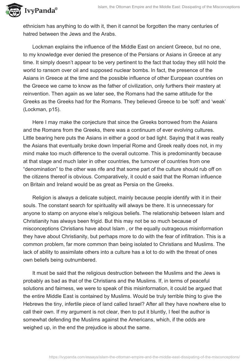 Islam, the Ottoman Empire and the Middle East: Dissipating of the Misconceptions. Page 2