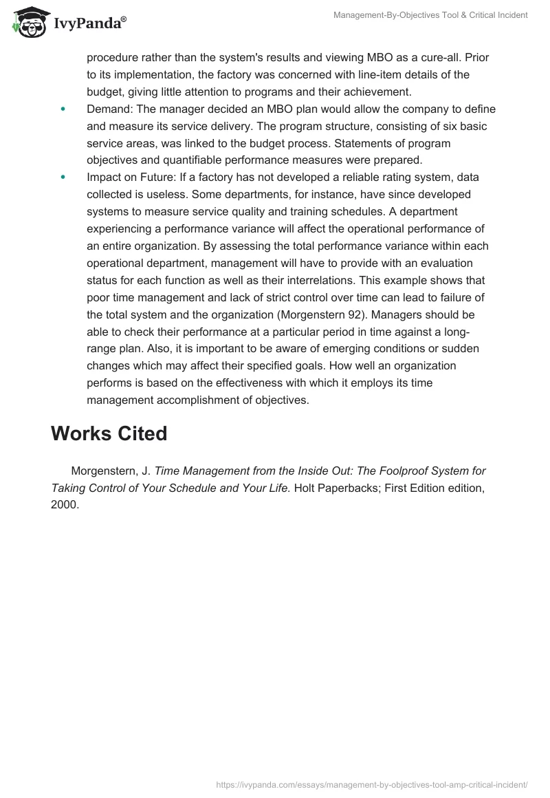 Management-By-Objectives Tool & Critical Incident. Page 2