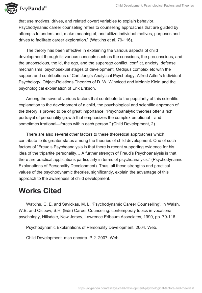 Child Development: Psychological Factors and Theories. Page 2