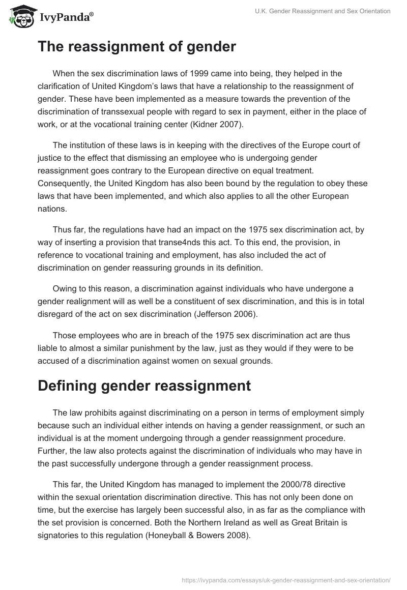 U.K. Gender Reassignment and Sex Orientation. Page 2