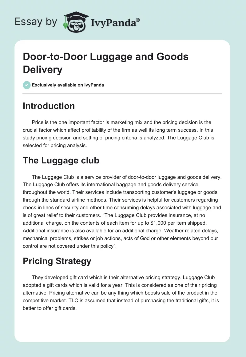 Door-to-Door Luggage and Goods Delivery. Page 1