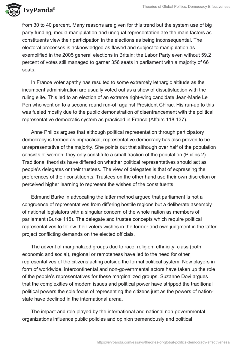 Theories of Global Politics. Democracy Effectiveness. Page 4