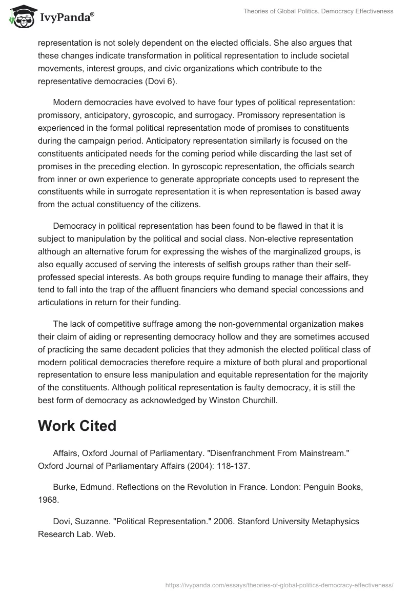 Theories of Global Politics. Democracy Effectiveness. Page 5