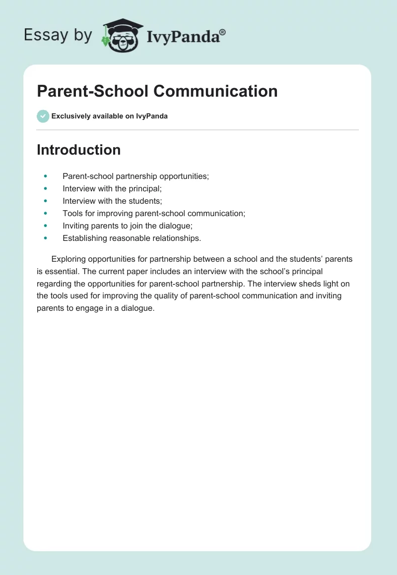 Parent-School Communication. Page 1