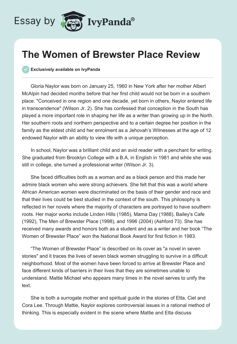 "The Women of Brewster Place" Review. Page 1