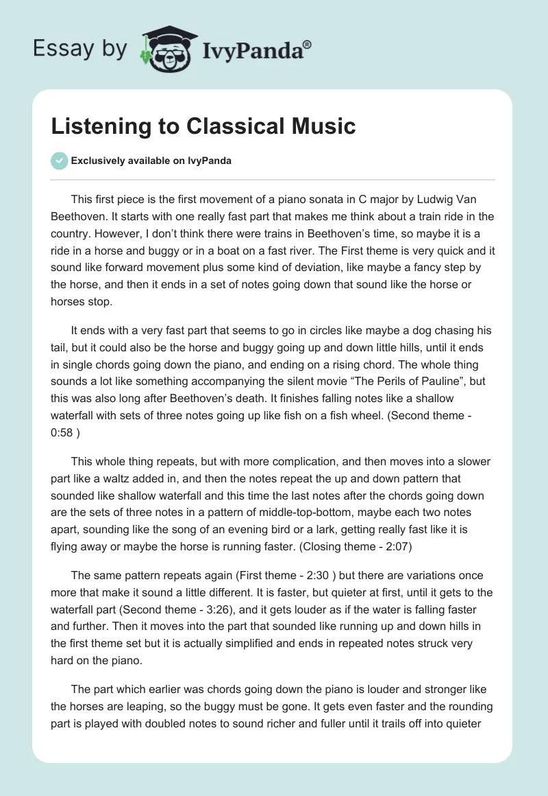 Listening to Classical Music. Page 1
