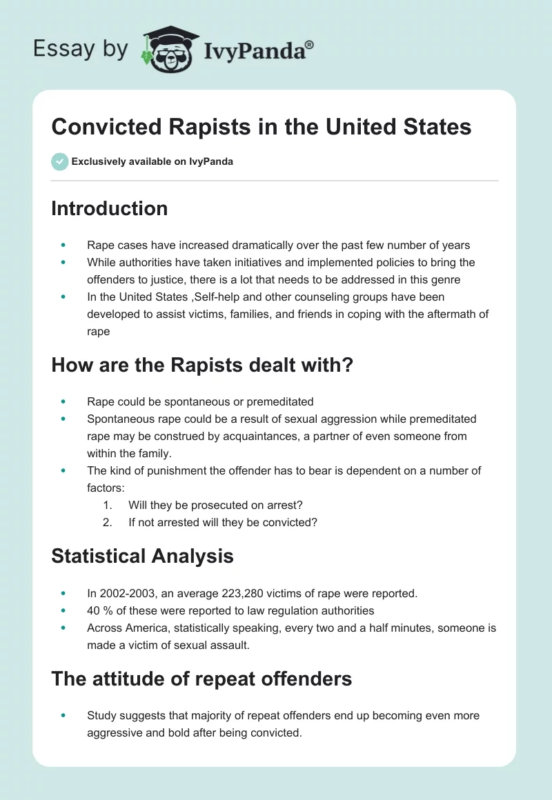 Convicted Rapists in the United States. Page 1