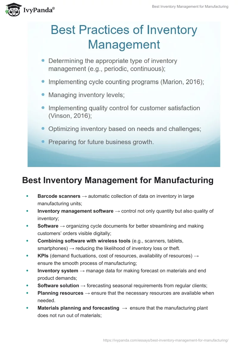 Best Inventory Management for Manufacturing. Page 3