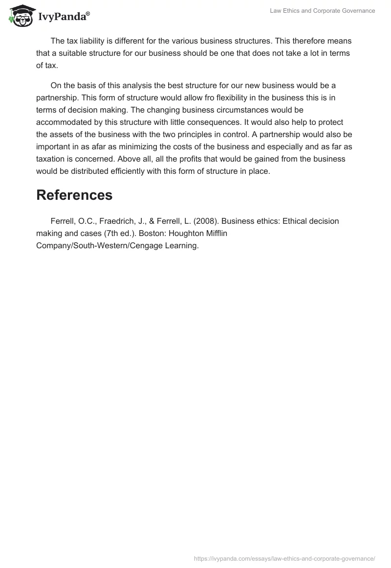 Law Ethics and Corporate Governance. Page 2
