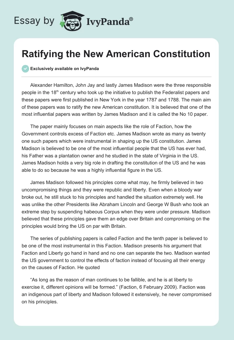 Ratifying the New American Constitution. Page 1