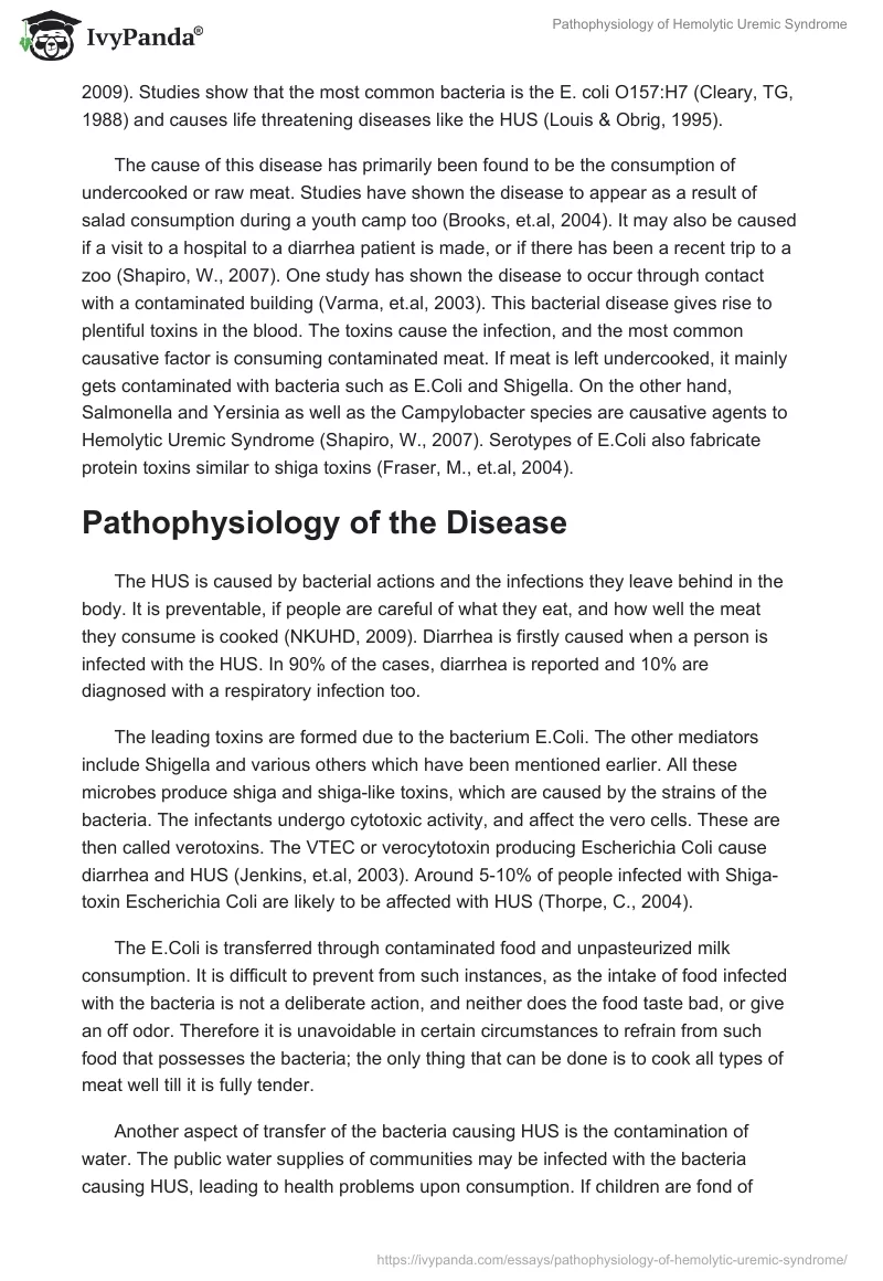 Pathophysiology of Hemolytic Uremic Syndrome. Page 2