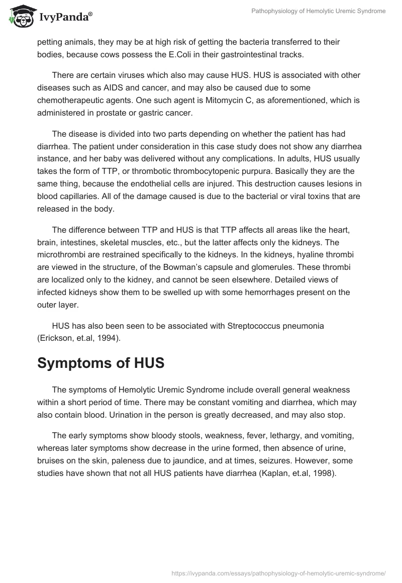 Pathophysiology of Hemolytic Uremic Syndrome. Page 3