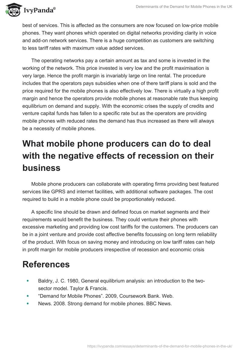 Determinants of the Demand for Mobile Phones in the UK. Page 3