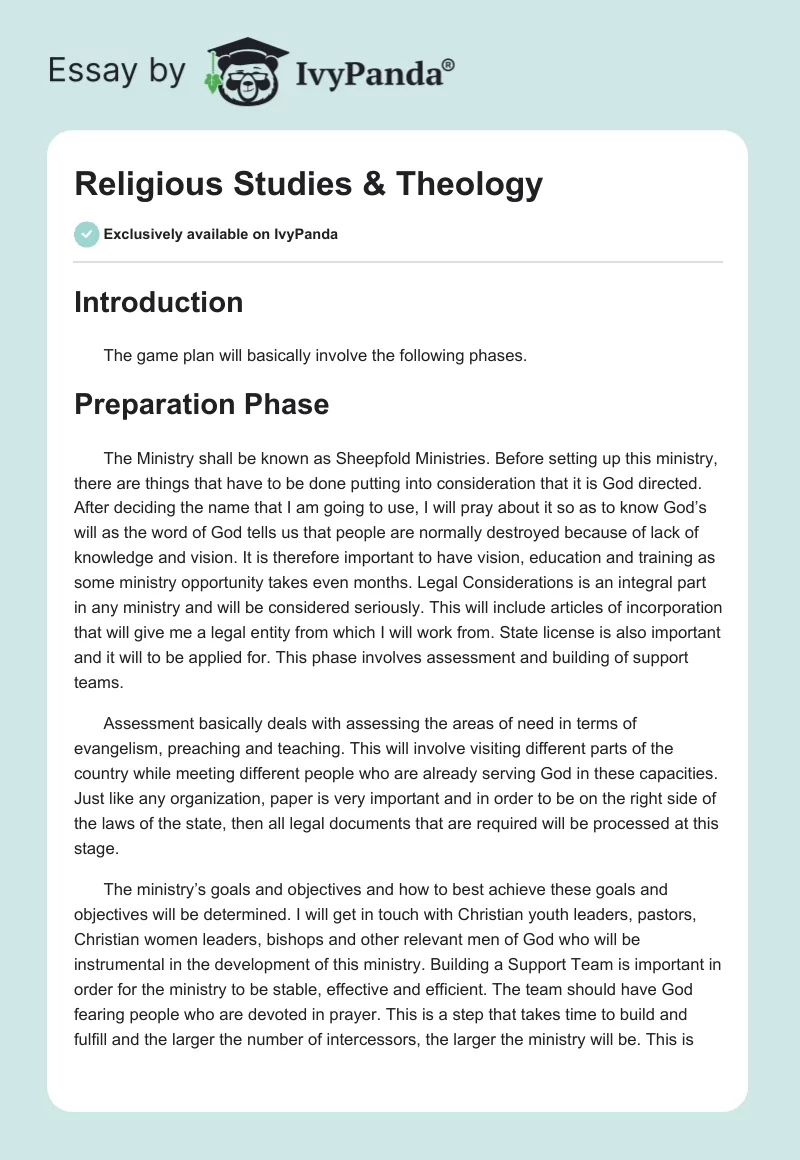 Religious Studies & Theology. Page 1