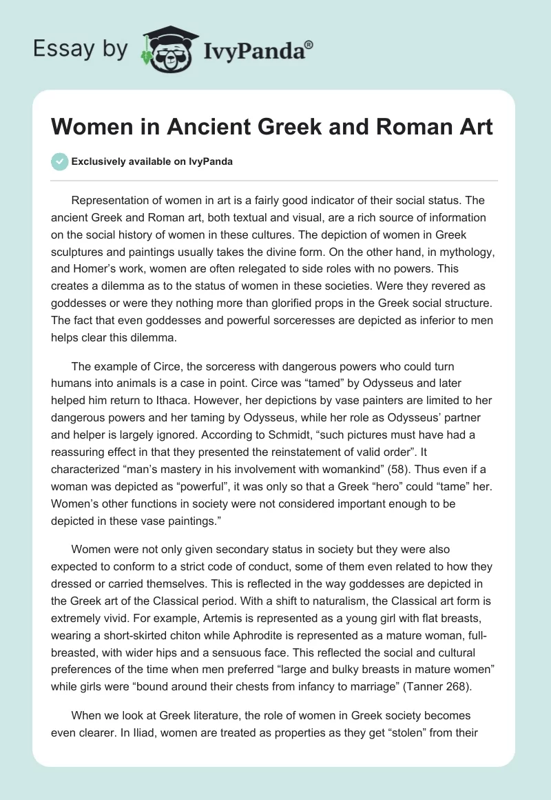 Women in Ancient Greek and Roman Art. Page 1