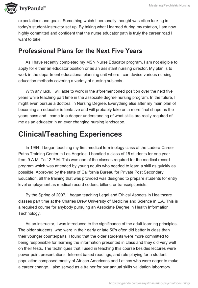 Mastering Psychiatric Nursing. Page 2