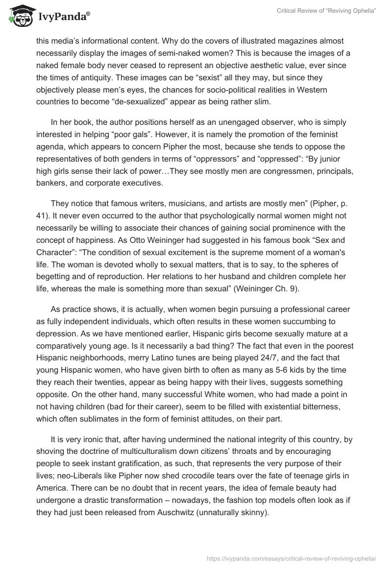 Critical Review of “Reviving Ophelia”. Page 3
