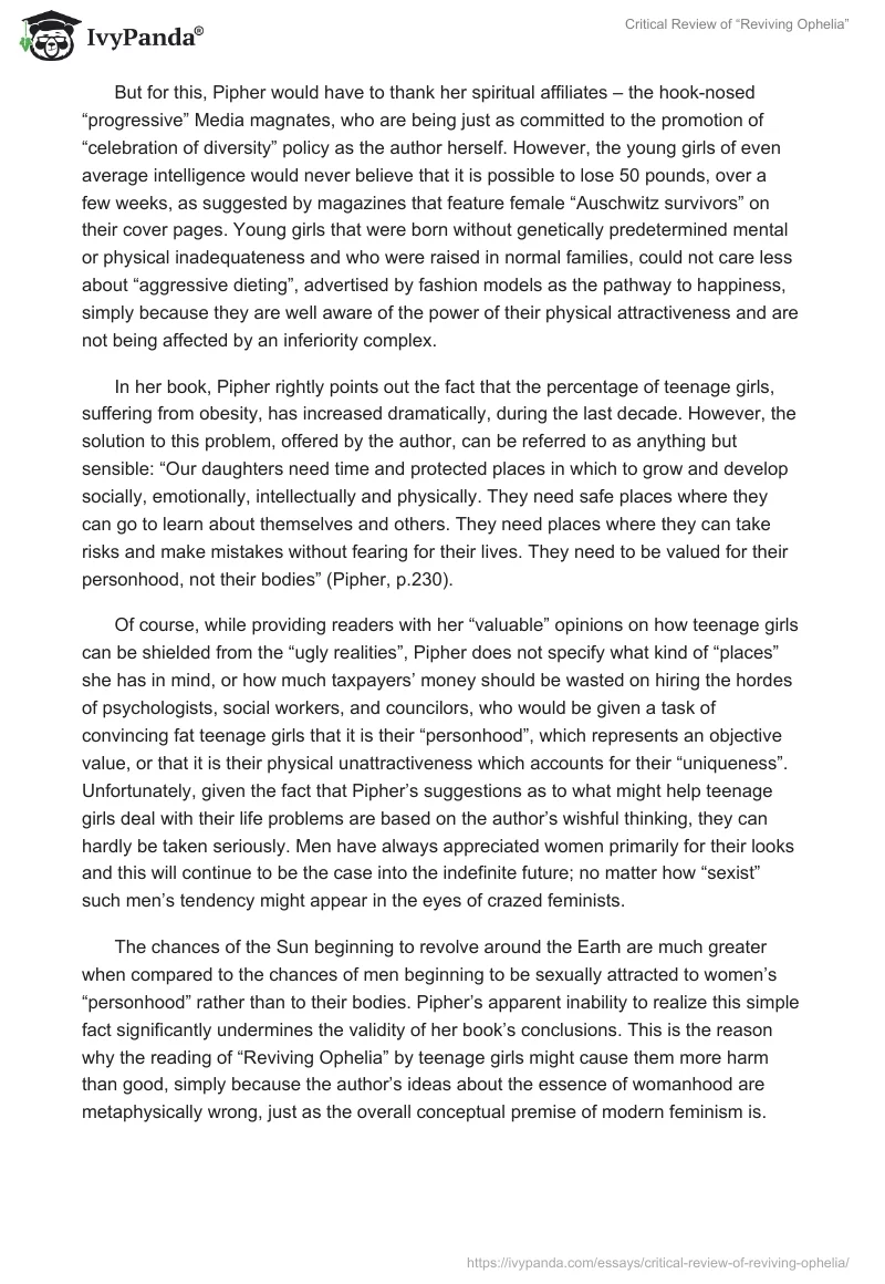 Critical Review of “Reviving Ophelia”. Page 4