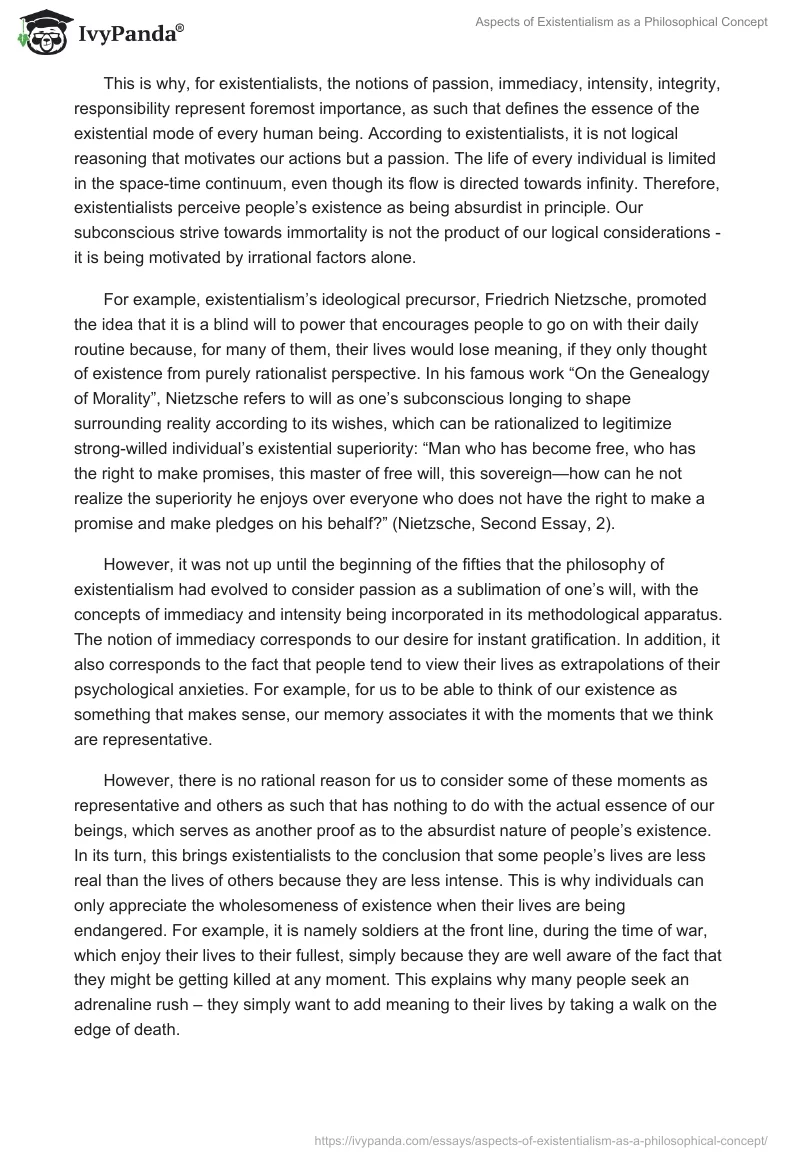 Aspects of Existentialism as a Philosophical Concept. Page 2
