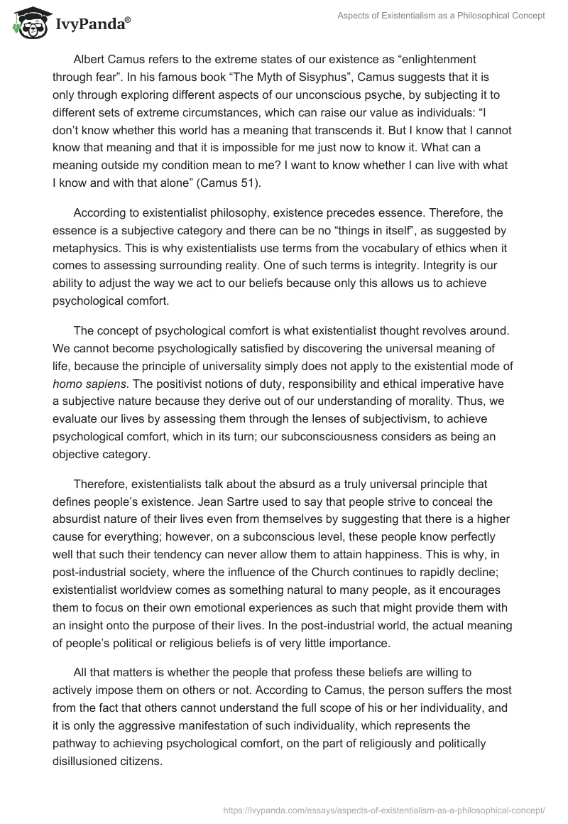 Aspects of Existentialism as a Philosophical Concept. Page 3