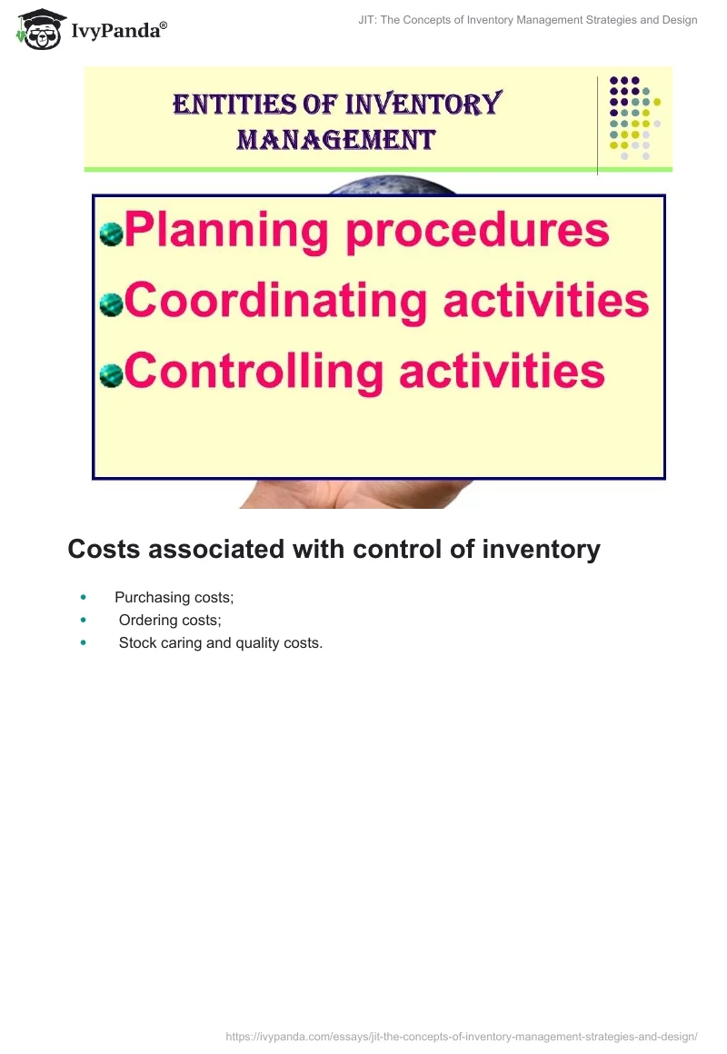 JIT: The Concepts of Inventory Management Strategies and Design. Page 4