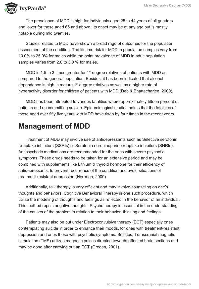 Major Depressive Disorder (MDD). Page 3