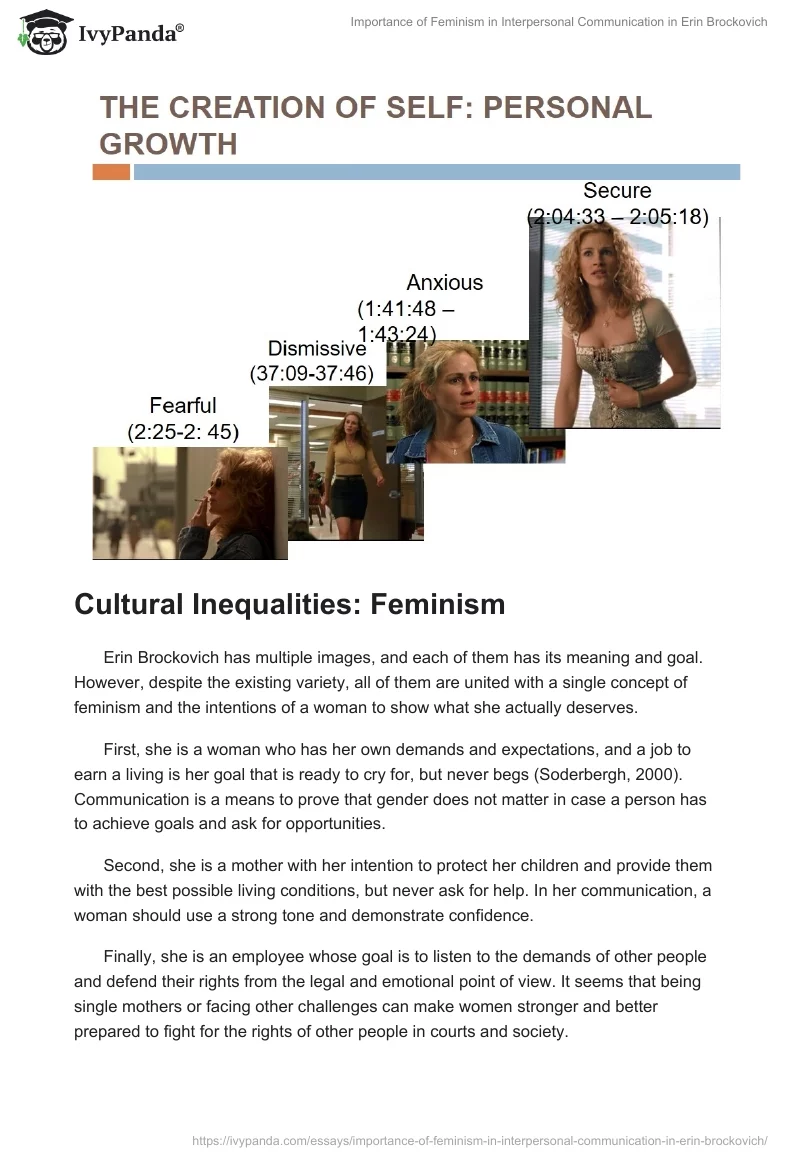 Importance of Feminism in Interpersonal Communication in "Erin Brockovich". Page 4