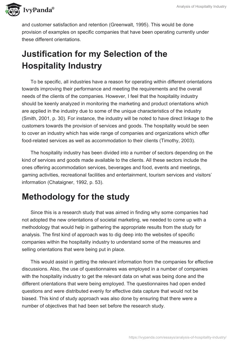 Analysis of Hospitality Industry. Page 2