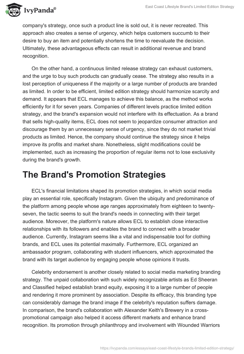 East Coast Lifestyle Brand's Limited Edition Strategy. Page 2