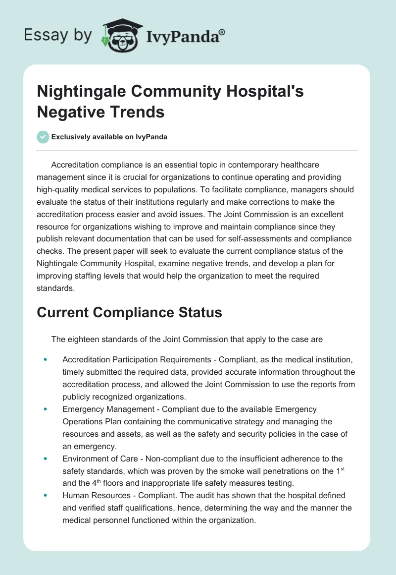 Nightingale Community Hospital's Negative Trends. Page 1