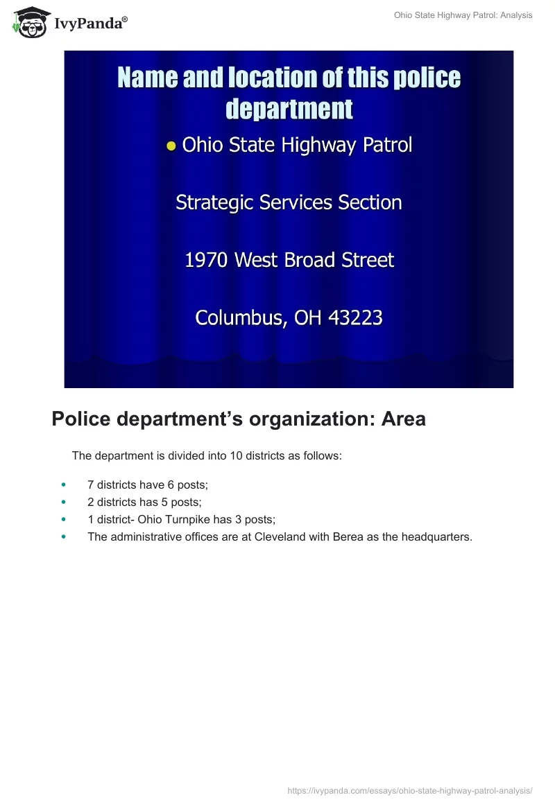 Ohio State Highway Patrol: Analysis. Page 2