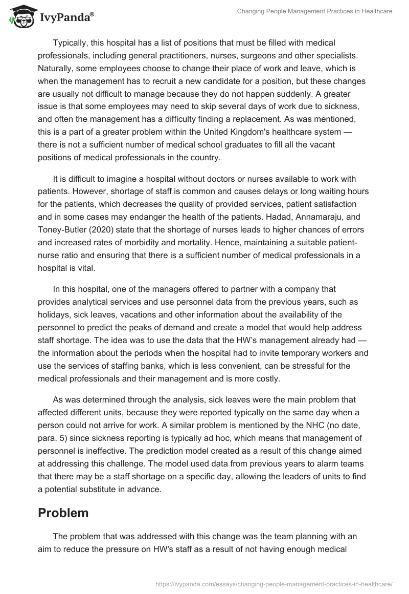 Changing People Management Practices in Healthcare. Page 2