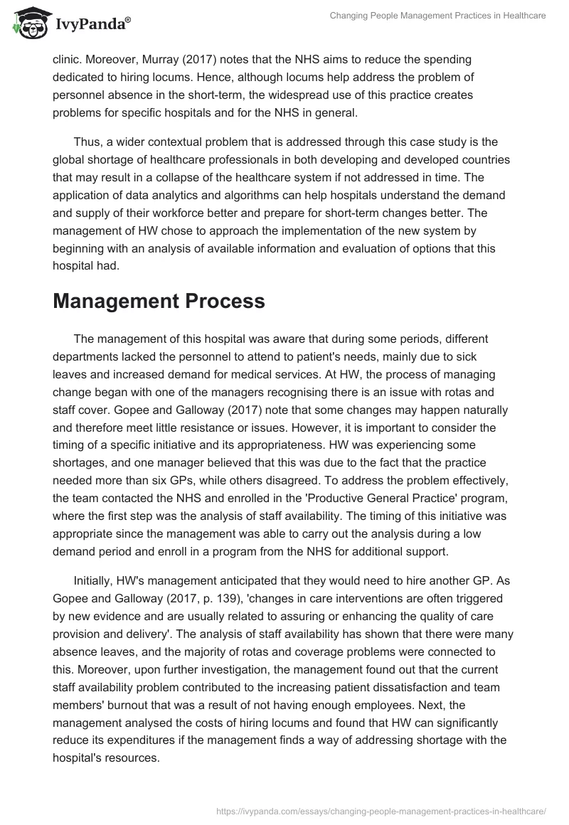 Changing People Management Practices in Healthcare. Page 4