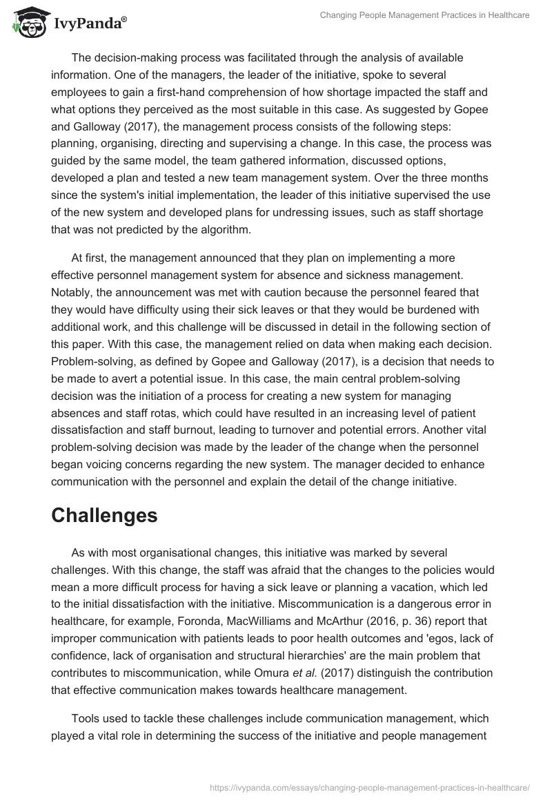 Changing People Management Practices in Healthcare. Page 5