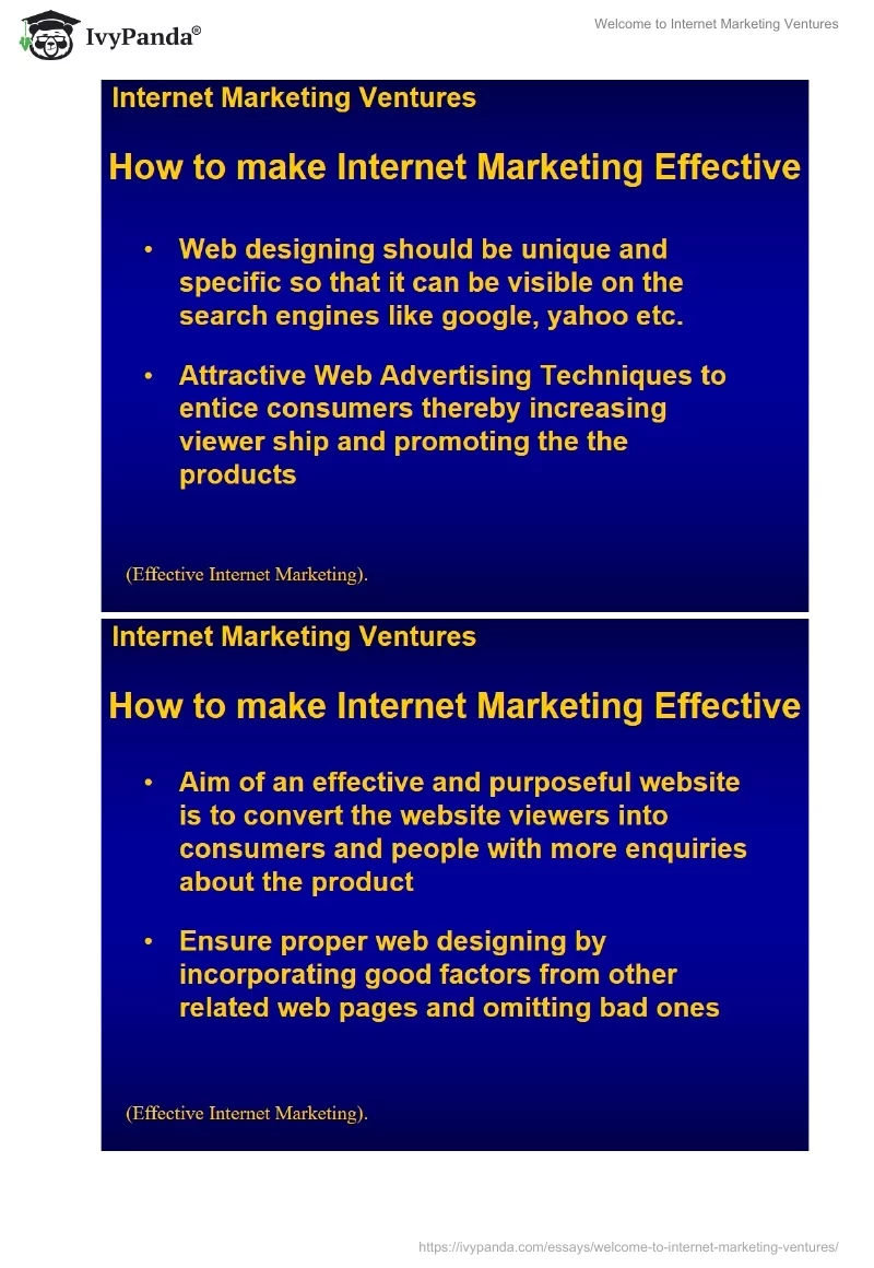 Welcome to Internet Marketing Ventures. Page 3