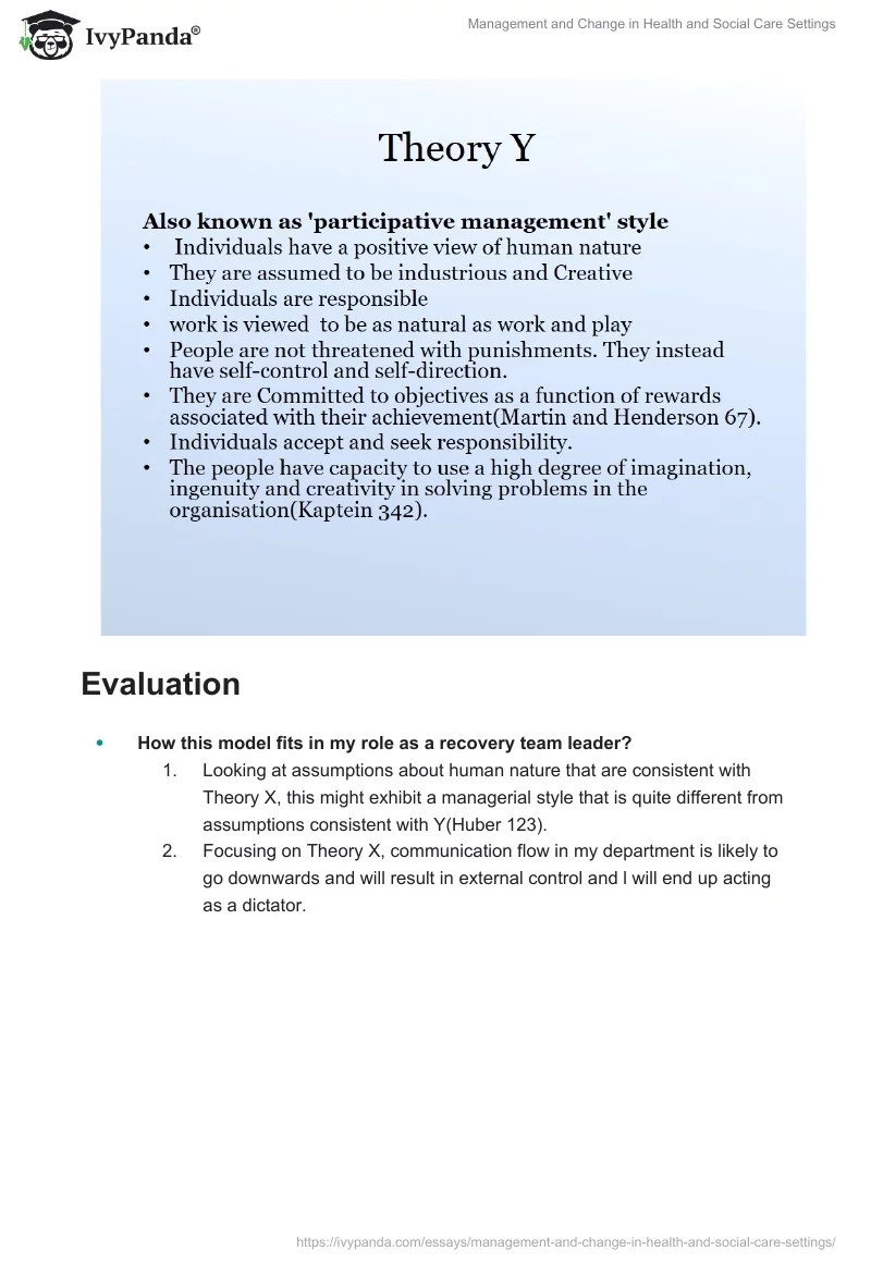 Management and Change in Health and Social Care Settings. Page 3