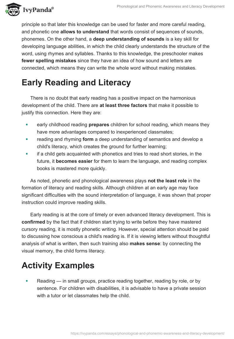 Phonological and Phonemic Awareness and Literacy Development. Page 2