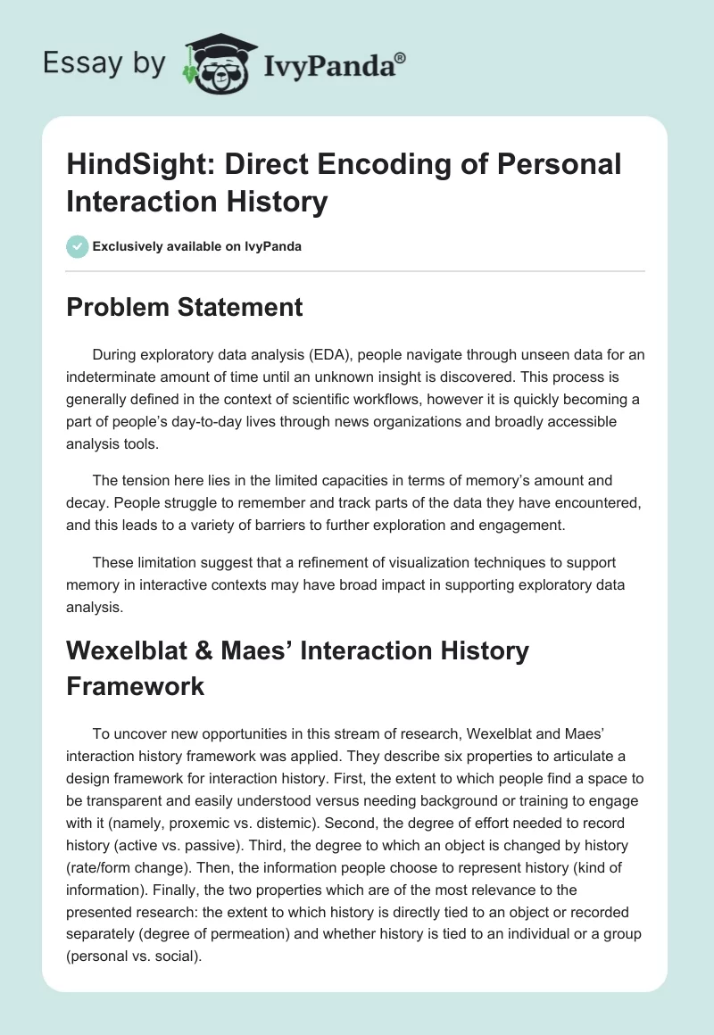 HindSight: Direct Encoding of Personal Interaction History. Page 1