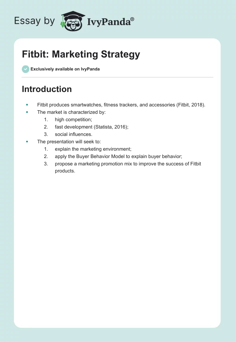 Fitbit: Marketing Strategy. Page 1
