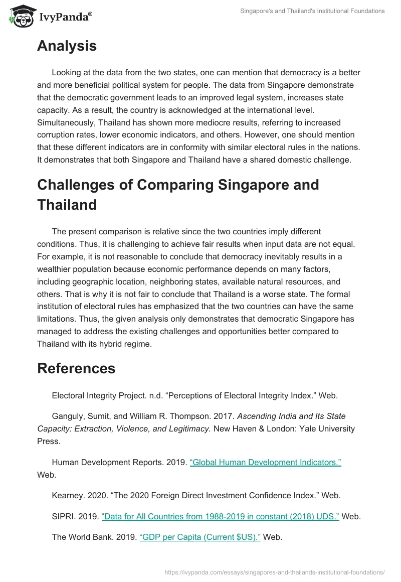 Singapore's and Thailand's Institutional Foundations. Page 3