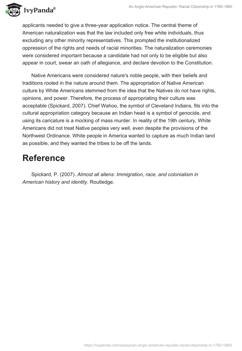 An Anglo-American Republic: Racial Citizenship in 1760-1860. Page 2