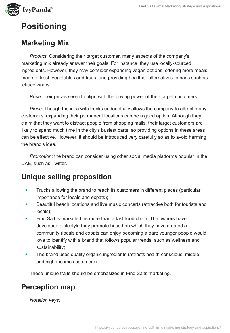 Find Salt Firm's Marketing Strategy and Aspirations. Page 4