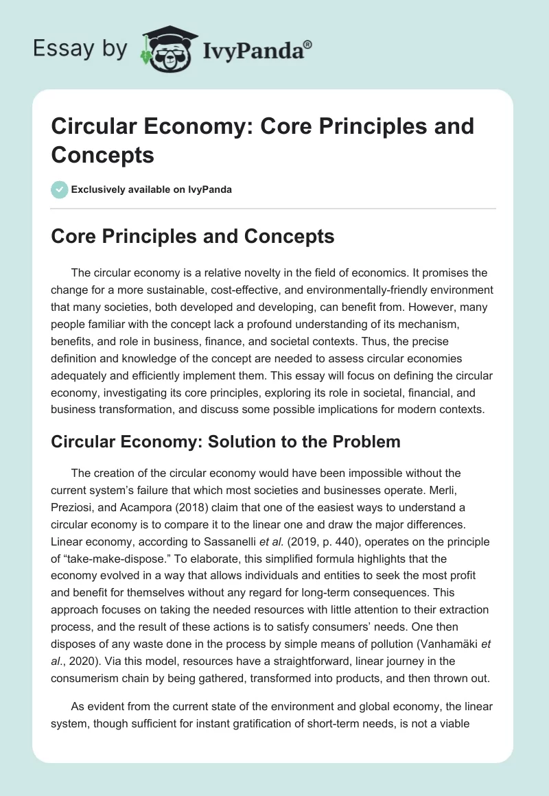 Circular Economy: Core Principles and Concepts. Page 1