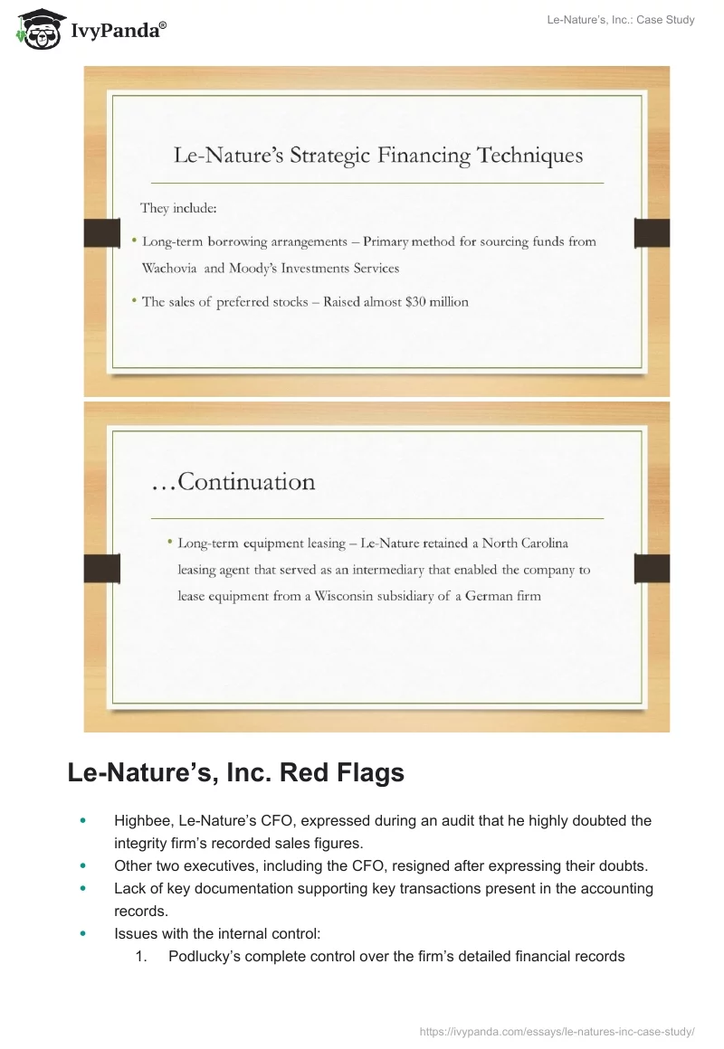 Le-Nature’s, Inc.: Case Study. Page 4
