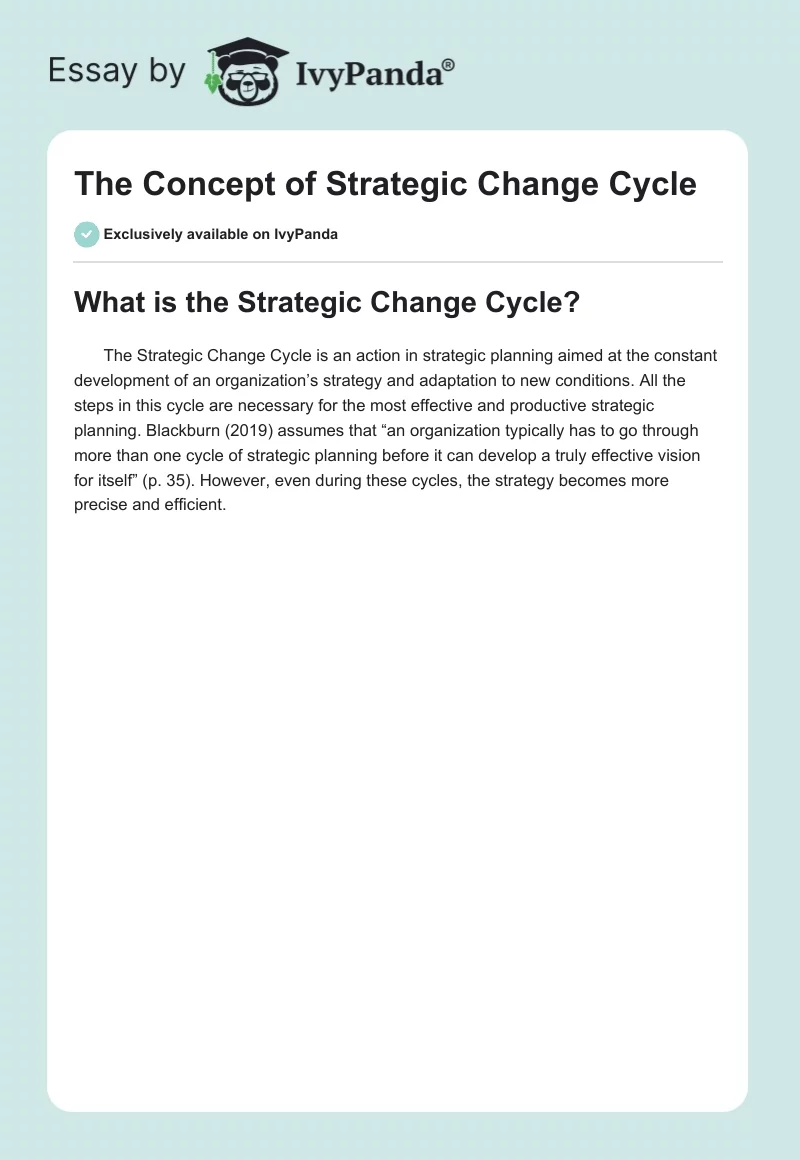 The Concept of Strategic Change Cycle. Page 1