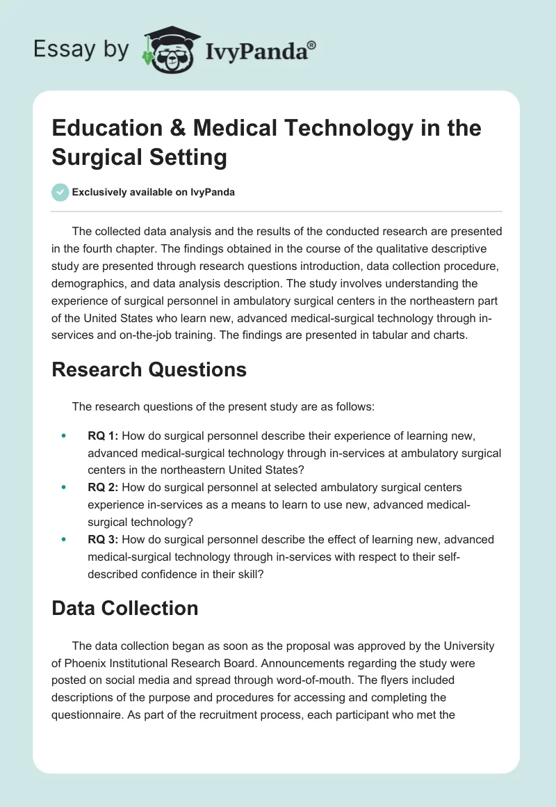 Education & Medical Technology in the Surgical Setting. Page 1