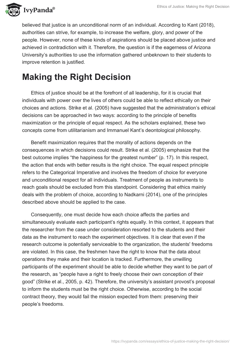 Ethics of Justice: Making the Right Decision. Page 2