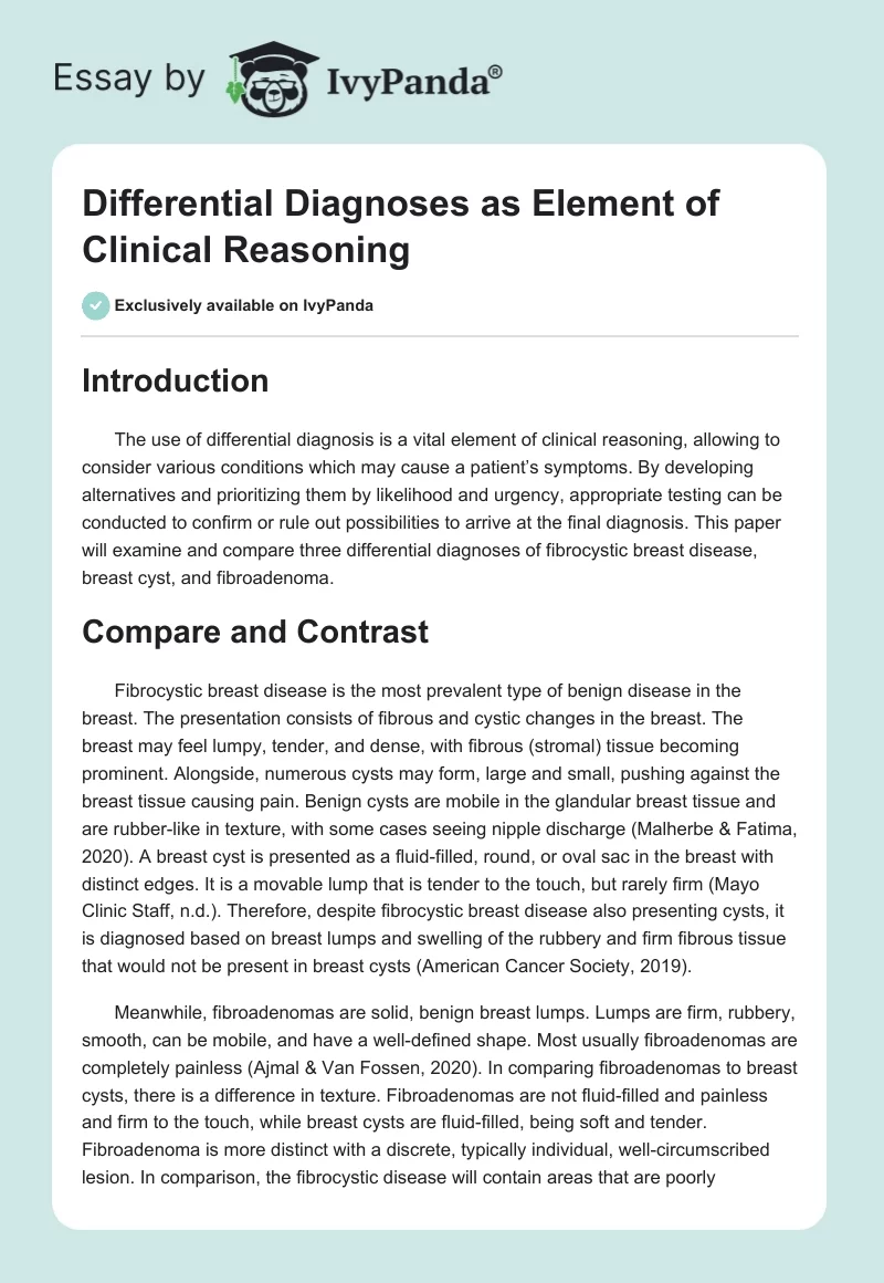 Differential Diagnoses as Element of Clinical Reasoning. Page 1